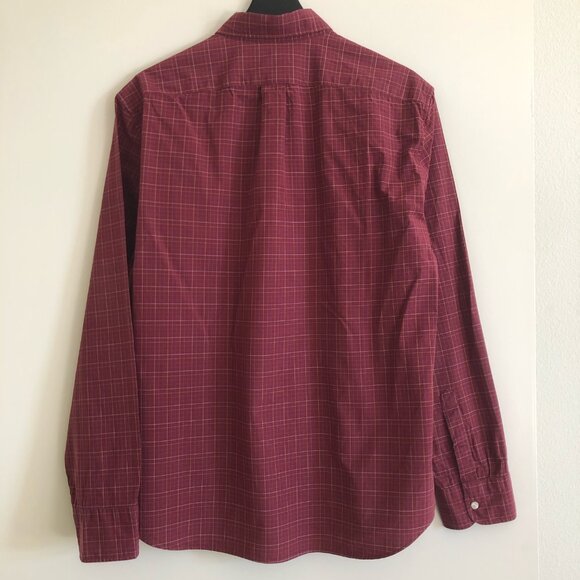 J. Crew Burgundy Plaid Secret Wash Shirt, Large, Slim - Picture 2 of 8